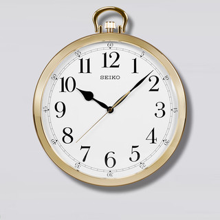 SEIKO日本精工时钟家用免钉墙怀表造型14英寸简约时尚客厅卧室扫秒挂钟