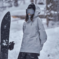 AWKA单板宽松美式滑雪服女秋冬季男士防水3L专业雪地外套上衣 终极灰 S 偏大一码