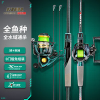 科迈雷碳素路亚竿套装纺车轮2.4米M/MH双杆稍路滑直柄鱼竿海钓竿