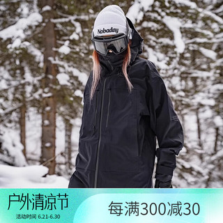 NOBADAY滑雪服套装专业单板男女同款运动防风防水户外滑雪裤外套秋冬 酷雅黑【雪服】 L