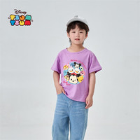 迪士尼2024夏款童装卡通男女童T恤中大童短袖印花儿童T恤 紫色-DSNDD242675 150cm