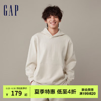 Gap男女装冬季LOGO碳素软磨抓绒卫衣841332运动连帽衫 米白色 185/104A(XXL)亚洲尺码