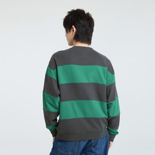 Gap男女装秋季LOGO宽松法式圈织软卫衣760399装上衣 绿色条纹 180/96A(M)