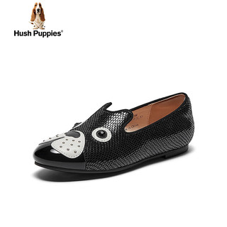 暇步士（Hush Puppies）皮鞋女士休闲一脚蹬平底英伦乐福鞋【谭松韵】HAV33AM4 黑色 40