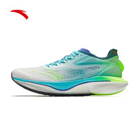 ANTA 安踏 马赫4代PRO 竞速训练缓震男子跑步鞋 112435584-2 纸莎白/晴空蓝/荧光数码绿 42.5