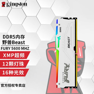 Kingston 金士顿 FURY Beast DDR5 5代野兽系列台式机内存条 DDR5野兽5600 RGB白色灯条 32G