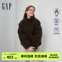 Gap女装秋季发热保暖宽松仿羊羔绒羽绒服720897时尚外套 棕色 170/100A(L)