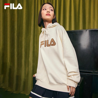 FILA 斐乐连帽卫衣男女宽松时尚休闲运动装中性款上衣 奶盐白-IV 170/92A/M