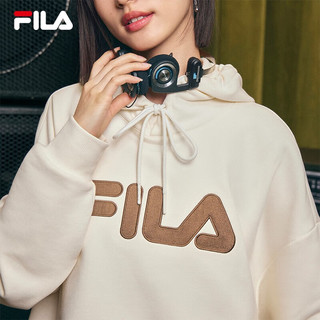 FILA 斐乐连帽卫衣男女宽松时尚休闲运动装中性款上衣 奶盐白-IV 170/92A/M