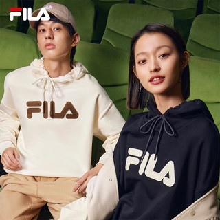 FILA 斐乐连帽卫衣男女宽松时尚休闲运动装中性款上衣 奶盐白-IV 170/92A/M