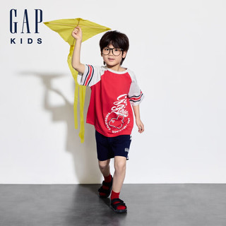 GAP男童2024夏季logo撞色针织短裤运动休闲儿童装466674 海军蓝 140cm 亚洲尺码