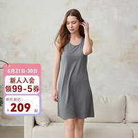 nest designs女士连衣裙A字裙子竹纤维背心裙纯色睡裙带胸垫春夏 炭笔灰（无胸垫） M