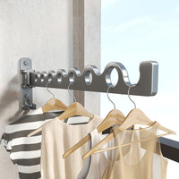 乐持家（LOCIKA）可折叠晾衣架伸缩晾衣杆壁挂阳台飘窗室内外凉晒衣架简易晒被 枪灰晾衣架-防风可挂14件衣服