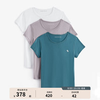 今日必买：Abercrombie & Fitch 经典小麋鹿图案女装夏季美式3件组合装圆领短袖T恤