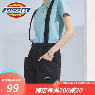 dickies 短裤 女式个性潮酷大裤兜背带短裤下装短裤10297 黑色 26