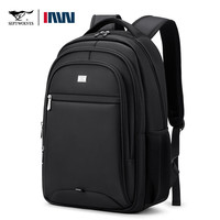 七匹狼男士双肩包大容量休闲旅行包商务出差电脑背包高中初中大书包 中号黑色-款式二