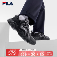 FILA 斐乐 官方FLUID 4男鞋复古运动鞋猫爪鞋4代休闲鞋 烟灰/黑-QA 41
