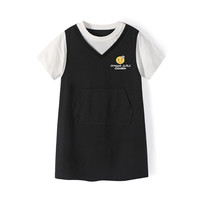 优贝宜女童裙子夏季薄款儿童短袖T恤裙中大童连衣裙女孩宝宝夏装 黑色 1