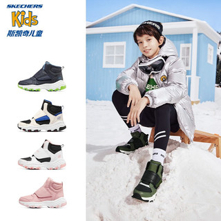 Skechers斯凯奇男女童棉鞋儿童雪地靴冬季厚实保暖中帮大童二棉鞋8701647L 男童-橄榄色-黑色-OLBK 35码