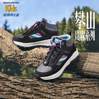 Skechers斯凯奇童鞋儿童靴子女童棉鞋冬防水耐磨女大童运动鞋棉靴302949LC 黑色/多彩色/BKMT 36码