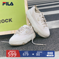 FILA 斐乐女ROCK岩石鞋帆布鞋2024夏季时尚休闲 泡沫白-WG 37.5