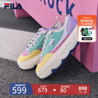 FILA 斐乐女ROCK岩石鞋帆布鞋2024夏季时尚休闲 玉檀绿色/翅雀金-BG 37.5