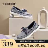 斯凯奇（Skechers）女鞋渔夫鞋夏季轻便一脚蹬船鞋休闲健步鞋136471 海军蓝色/NVY 40