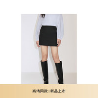 ochirly欧时力 低腰a字半身裙女短裙气质通勤简约2024秋季 黑色 XS