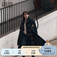 Teenie Weenie小熊秋冬绵羊毛宽松长款驳领毛呢外套女装 藏青色 165/M