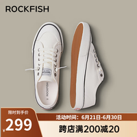 Rockfish帆布鞋女一脚蹬懒人女鞋2024春季防泼水秋款板鞋单鞋 米白色（懒人款） 37
