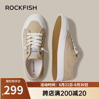 Rockfish帆布鞋女一脚蹬懒人女鞋2024春季防泼水秋款板鞋单鞋 卡其色（懒人款） 36
