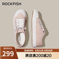 Rockfish帆布鞋女一脚蹬懒人女鞋2024春季防泼水秋款板鞋单鞋 粉色（懒人款） 36