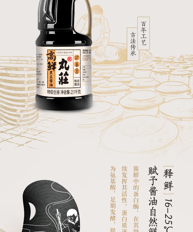 wuan chuang soy sauce 丸莊酱油 特级生抽 黑豆高鲜酱油 2.1kg
