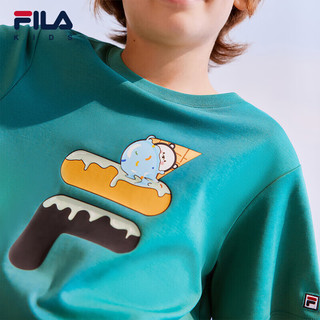 FILA【丝柔棉】斐乐童装短袖2024夏小童男女童纯棉冰淇淋T恤 篱绿-GN 140