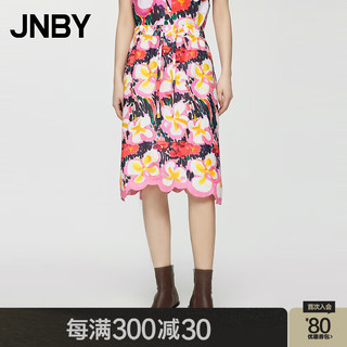 JNBY24夏半身裙宽松印花A型5O6D14080 949/红黑系组合 M