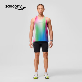 Saucony索康尼跑步背心男专业竞速马拉松吸湿排汗轻薄夏季跑步运动衫上衣 绿粉色-PR21 L