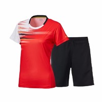 川崎（KAWASAKI）羽毛球服套装速干透气中性款T恤夏季运动套装短袖团队训练服 女款ST-k2016 红色套装 s