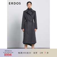 ERDOS 秋冬纯羊绒水波纹经典围裹版型女士大衣 石板灰 165/88A/L