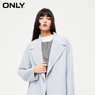 ONLY双面呢西装领绵羊毛中长款毛呢大衣女|12334S009 C42 珍珠蓝 155/76A/XS