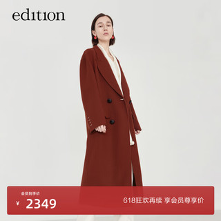 edition双面呢大衣外套女中长款美丽诺羊毛 焦棕色 L/170