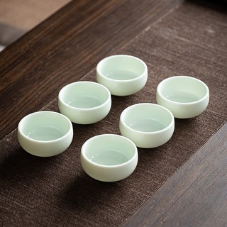 苏氏陶瓷（SUSHI CERAMICS）羊脂玉瓷功夫茶杯套装翡翠玉陶瓷品茗杯6个家用促销装