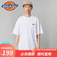 dickies短袖T恤 单色刺绣LOGO徽章短袖T恤 简约舒适 DK012964 白色 M