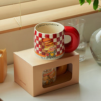 肆月星星人联名马克杯可爱陶瓷杯子水杯一对女 汉堡星星人（礼盒装+贴纸）