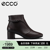 爱步（ECCO）【明星同款】靴子女 冬季保暖切尔西女靴粗跟皮靴 型塑290933 咖啡色29093301072 37