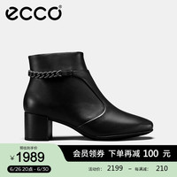 爱步(ECCO)【明星同款】靴子女 冬季保暖切尔西女靴粗跟皮靴 型塑290933 黑色29093301001 39