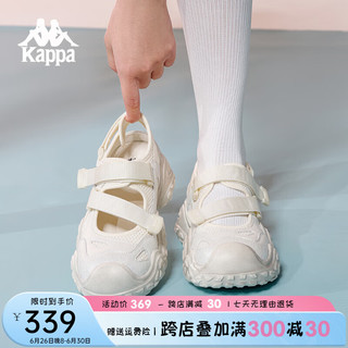 KAPPA卡帕女鞋网面休闲鞋女2024夏季厚底显脚小凉鞋透气跑步鞋子女 冷灰色/冬日白 38