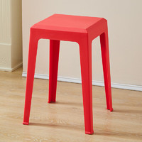 迈亚 家具现代简约北欧轻奢胶椅子塑料凳子家用加厚客厅餐桌高板凳时尚方凳 红色升级加强加厚方凳
