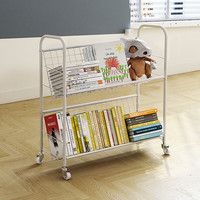 SKAAN儿童书架可移动带轮落地简易宝宝绘本架书本收纳架小型铁艺矮书柜 2层 移动款