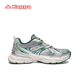 卡帕（Kappa）银色老爹鞋子女鞋网面透气运动鞋 银色/奶酪白 36