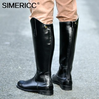 simericc经典专业全牛皮马术靴男式  高筒长骑士摩托比赛长靴马靴1118 男款黑色内外全皮 41 255